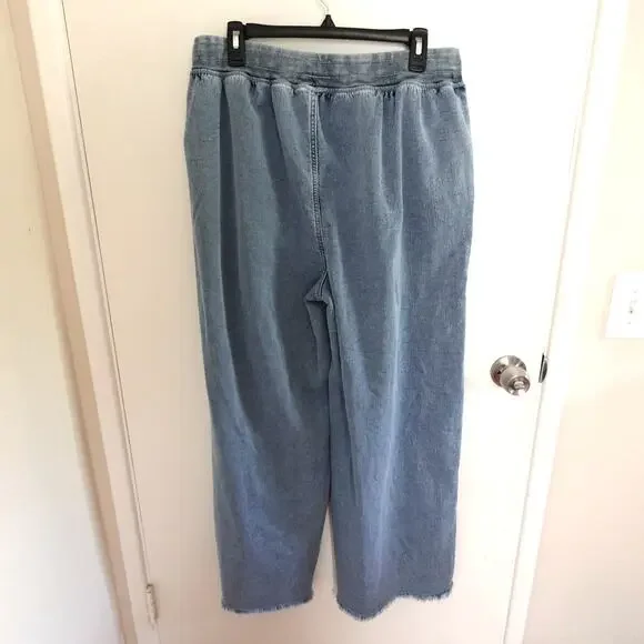 Aerie Soft Landing Pull On Trouser Medium Wash Womens L Loungewear Boho Comfort - Picture 12 of 12